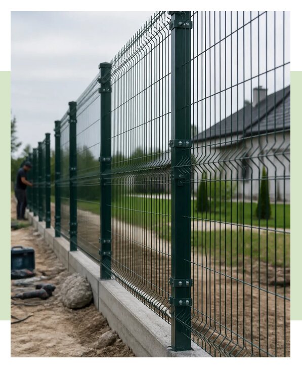 Установка забора из сетки гиттер под ключ на участке в Кирове-Чепецке